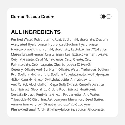 Cureskin Derma Rescue Cream Hydrating Face Moisturiser for Dry, Dehydrated & Sensitive Skin | 3D Hyaluronic Acid Matrix + Collagen Peptide + Postbiotics | Barrier Repair, Long-Lasting Hydration | 17g