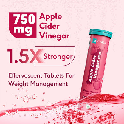 HealthKart HK VITALS Apple Cider Vinegar 750mg (Watermelon, 15 Effervescent Tablets) Pack of 4| For Weight Management & Gut Health, Supports Digestion