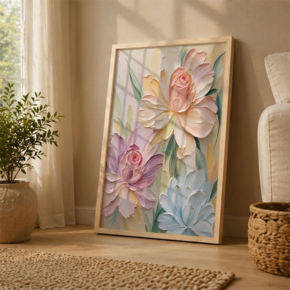 Floral Wall Art Home Decoration | Aesthetic Floral Paintings With Frame For Living Room Bed Room Hotel Wall Decor Digital Reprint Set of 1 (14X20)