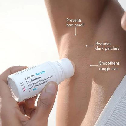 Cos-IQ Brightening Underarm Roll On Serum for Men | With Bioecolea, Mandelic Acid and Bio White | Prevents Body Odour, Brightens Skin & Exfoliates Underarms | Fresh & fragranced | Suitable for Sensitive Skin | 40ml
