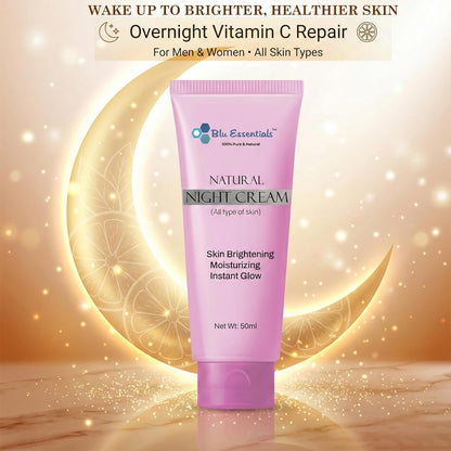 Blu Essentials Vitamin C Night Cream for Women and Men | for Glowing Skin | Suits For Both Oily & Dry Skin | Dark Spot Removal, Anti-Ageing | 50ml