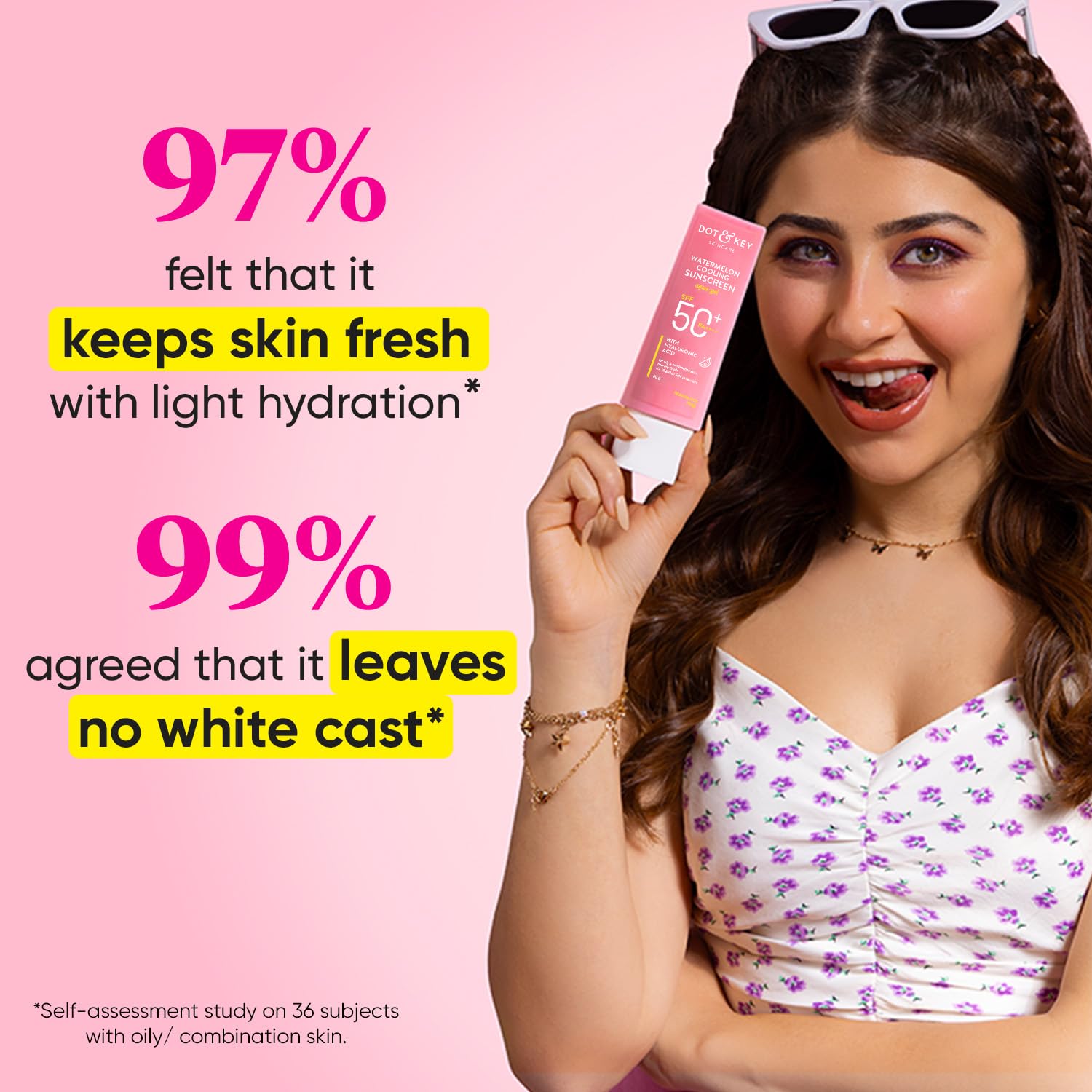 zephivo Dot & Key Watermelon Hyaluronic Sunscreen SPF 50 PA+++| for Oily, Normal & Combination Skin | UV + Blue Light Protection | Lightweight | No White Cast | Boosts Vitamin D Absorption | 50g…
