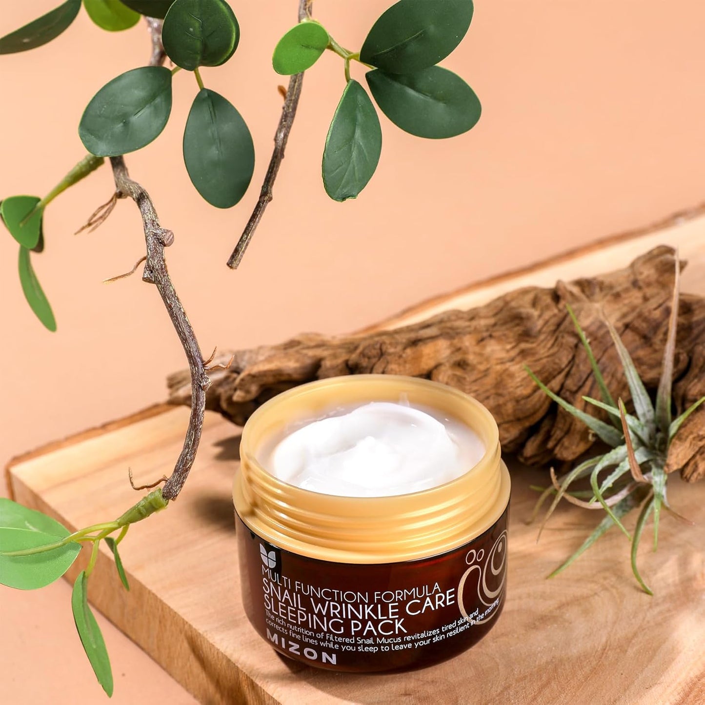 MIZON Snail Wrinkle Care Sleeping Pack, Overnight Mask, For Damaged Skin, Deep Nourishing, Special Night Care, Snail Mucin, Soothing Effect (80ml)