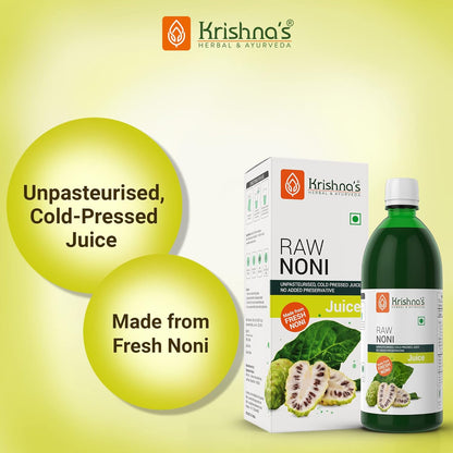 KRISHNA'S HERBAL & AYURVEDA Raw Noni Juice-1000 Ml|Preservative Free|No Added Thickener Color Or Flavor|Sugar Free Juice|Enhance Energy|Made With Fresh Noni Fruit (Morinda Citrifolia)