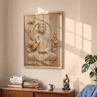 Hindu God Wall Art, 3D Textured Framed Print, Religious Spiritual Painting for Pooja Room, Living Room, Temple, Home Decor – Multiple Deity Designs (design 5, 13X19, Brown)