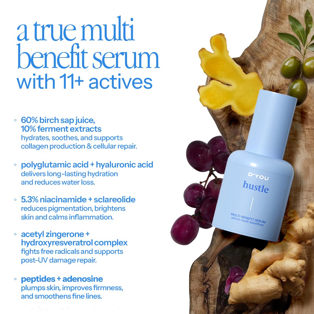 d'you Hustle Multiactive Vitamin C Face Serum with Niacinamide & Hyaluronic Acid |Serum for Men & Women | Korean Skin Care Product |