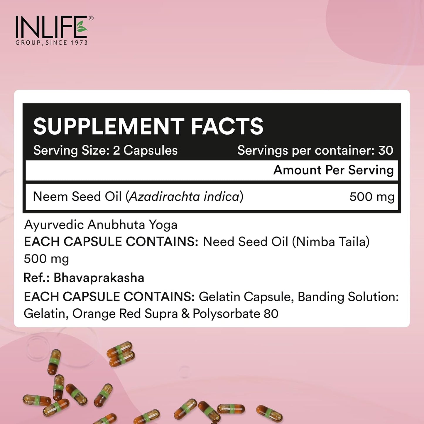 INLIFE Vaginal Health Capsules for Hygiene Support with Neem Seed Oil (Nimba Taila) 500mg | Promote Healthy Odor & Flora - 60 Count