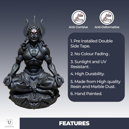 UNOVATE Shiva Idol for Car Dashboard | Shiv Idol | Lord Shiva Murti | Black