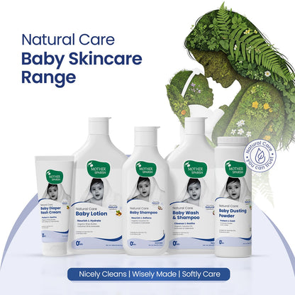 Mother Sparsh Natural Care Baby Wash & Shampoo-400ml | Baby Head to Toe Wash | Tear Free Formula With Organic Coconut Oil, Calendula & Avocado | Suitable for Newborn Sensitive Skin