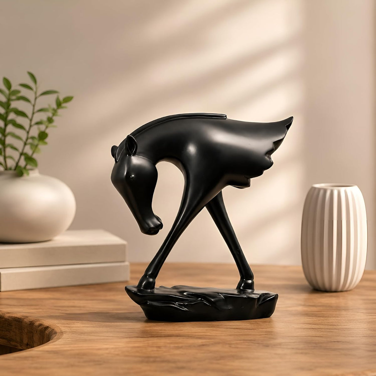 Elegant Black Horse Artefact for Home and Office Décor (Pack of 1, Black)