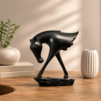 Elegant Black Horse Artefact for Home and Office Décor (Pack of 1, Black)