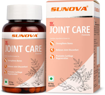SUNOVA Joint Care Capsules, A Joint Health Support Supplement Made with Boswellia Serrata Extract and 30% AKBA for Strengthening Bones and Relieving Joint Discomfort, 60 Veg Capsules