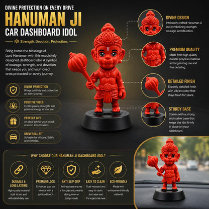 B.R STORE Kesri Hanuman Idol for Home Dcor & Pooja | Bajrangbali Murti with Orange Finish | Spiritual Statue for Temple, Office, Car Dashboard & Gift (kesri Hanuman)