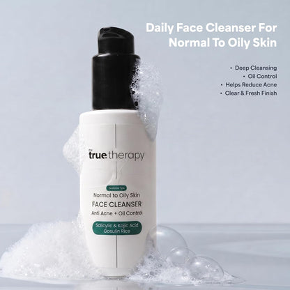 THE TRUE THERAPY Salicylic Acid Face Cleanser for Acne & Oily Skin | With 2% Salicylic Acid, Kojic Acid & Gosulin Rice | Deep Pore Cleansing Face Wash for Oil Control & Blackheads | 100 ml