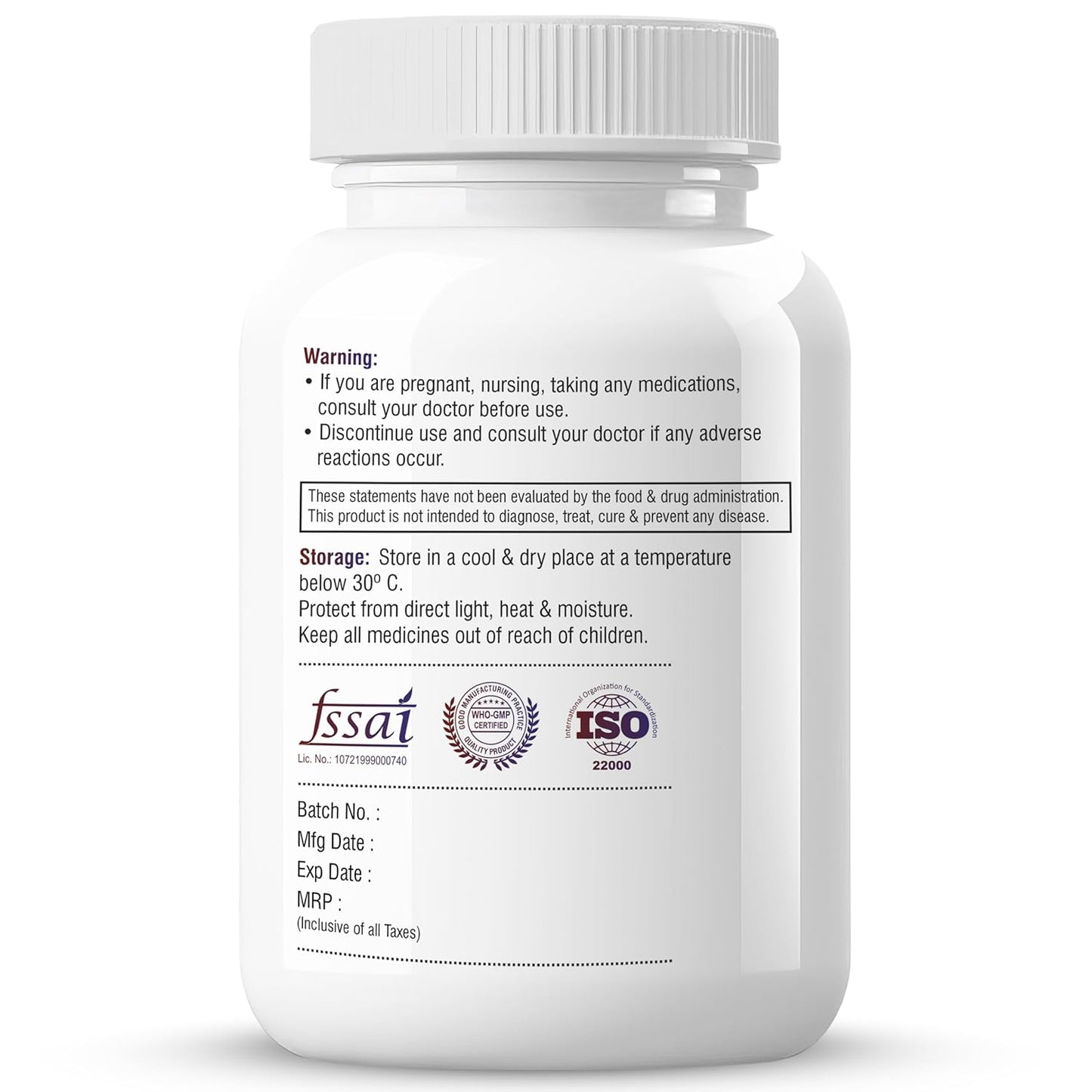 Biotrex Nutraceuticals Choline Bitartrate 650mg Supplement | High Purity Grade | Healthy Brain, Liver, Heart, Nervous System & Cognitive Function - 60 Veg Capsules
