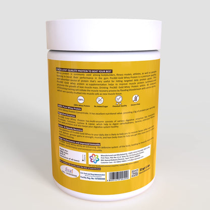 Pro360 Gold Whey Protein - Chocolate - (100% Whey Protein with Digestive Enzymes, 23g Protein, 5.97g BCAA, 4.7g Glutamic Acid per Serving) (400g pack)