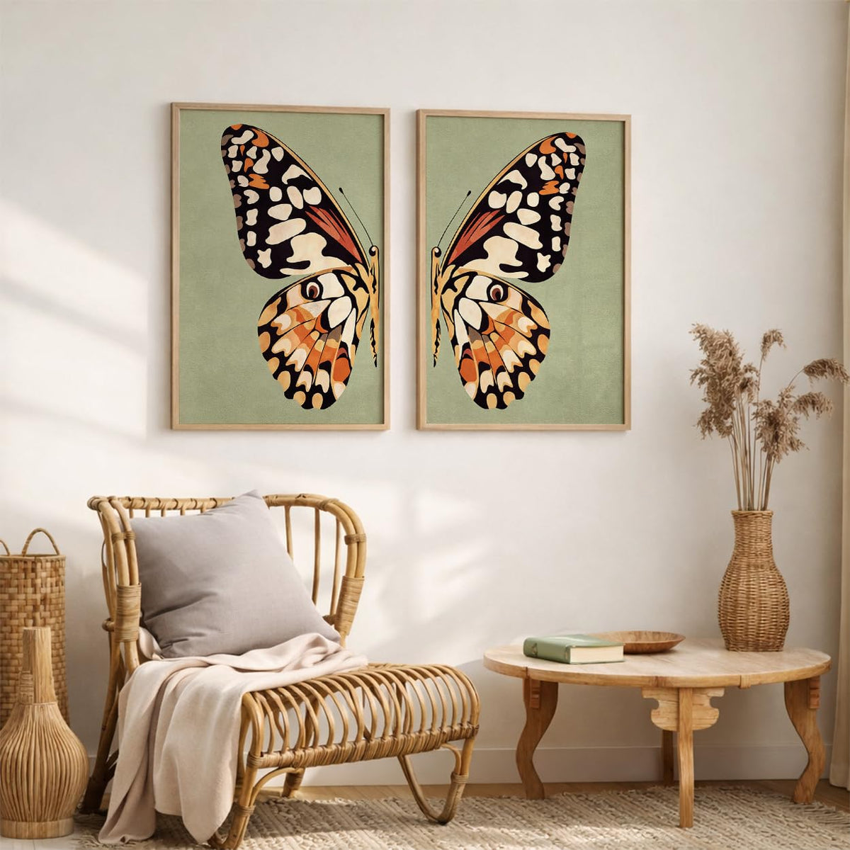Set of 2 Butterfly Framed Wall Painting for Living Room | Modern Aesthetic Butterfly Wall Art Frames | Nature Inspired Wall Decor for Bedroom, Hall & Office (M.5, 13x19 inches)