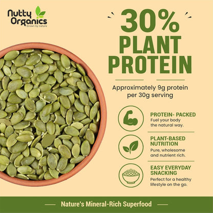 NUTTY ORGANICS Natural Pumpkin Seeds 200GM | Raw Pumpkin Seeds for Eating- Immunity Booster and Protein Rich Seeds | Healthy Diet Snacks | Weight Management