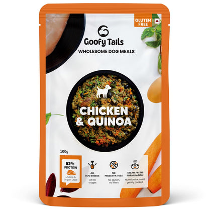 Goofy Tails Chicken & Quinoa Wet Dog Food 100g Wholesome, Human Grade, Preservative & Gluten Free, Taste Booster & Food Topper