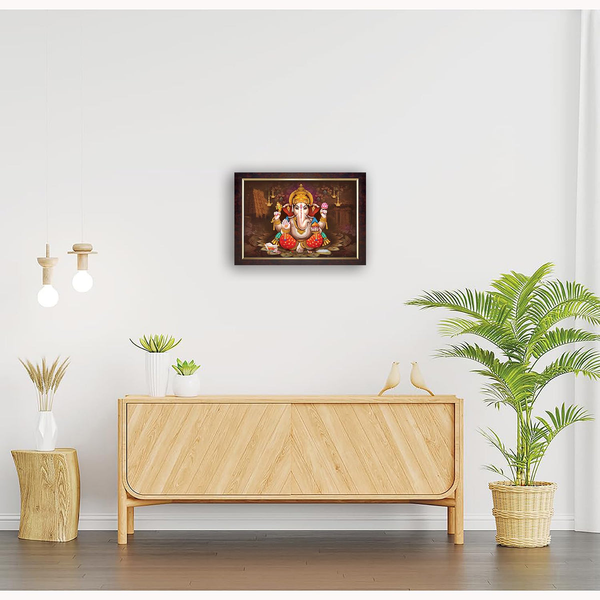 Premium Sparkle Lamination, Ganapati Ganesh Ganesha Photo Frame, Copper Gold, 14x20 Inch 8540