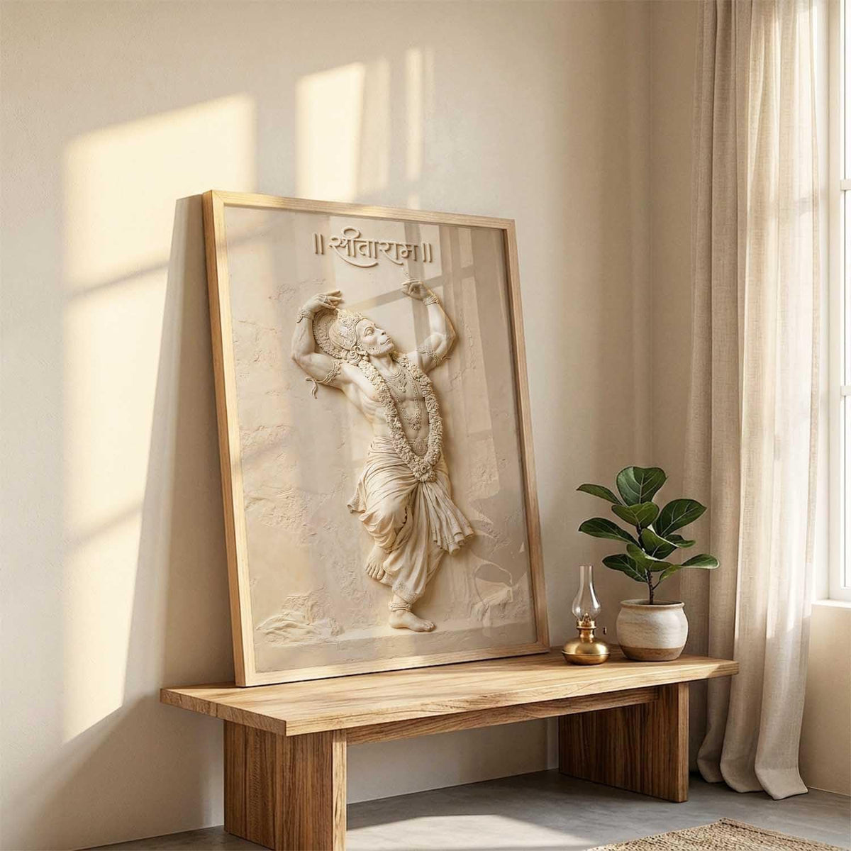 Hindu God Wall Art, 3D Textured Framed WALL ART Print, Religious Spiritual Painting for Pooja Room, Living Room, Temple, Home Decor – Multiple Deity Designs (design 2, 13X19, Brown)