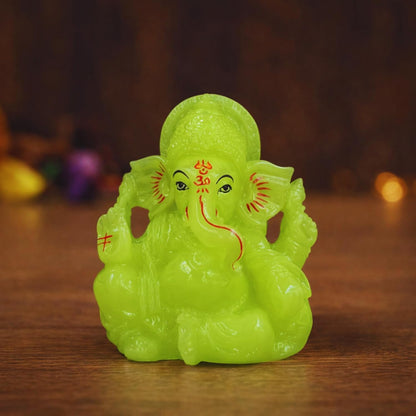 Radium Green Ganesha Idol 3 Inch | Glow Ganpati Murti for Home, Office & Pooja
