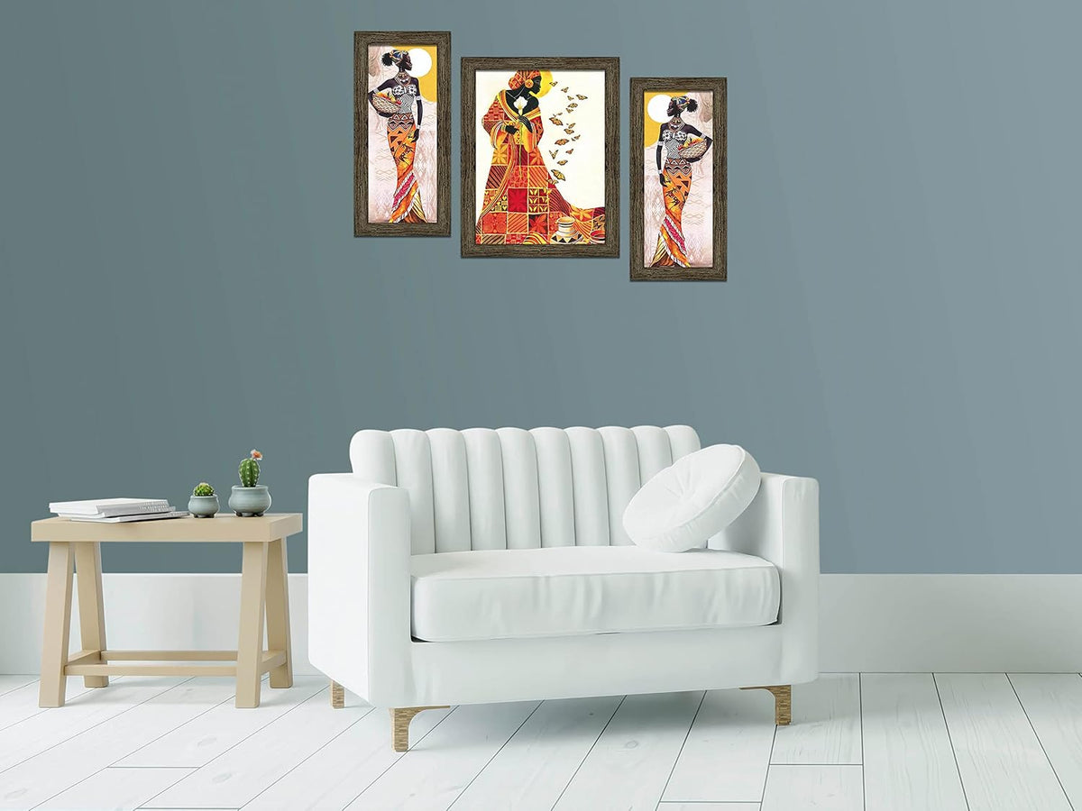 3 Pc Set Of Still Life Paintings Without Glass 5.2 X 12.5, 9.5 X 12.5, 5.2 X 12.5 Inch (6 X 13, 10.2 X 13, 6 X 13 INCH, Ebony) multicolor