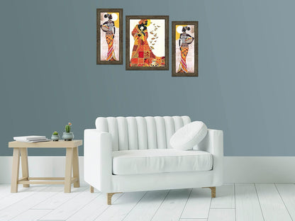 3 Pc Set Of Still Life Paintings Without Glass 5.2 X 12.5, 9.5 X 12.5, 5.2 X 12.5 Inch (6 X 13, 10.2 X 13, 6 X 13 INCH, Ebony) multicolor
