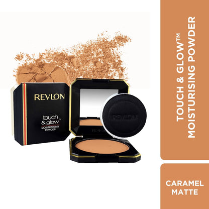 REVLON Touch And Glow Moisturising Compact For Women, All Skin Powder - Caramel Matte (12g)