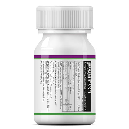 INLIFE Milk Thistle Extract 600mg Capsules | Silybum Marianum Liver Support Supplement | Men and Women - 60 Vegetarian Caps (Pack of 1, 60)