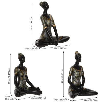 Set of 3 Resin Ladies In Sukhasana Padmasana Butterfly Yoga Poses Yoga Women Statues Showpieces for Home Decor Living Room Bedroom Office Womens Day Gift for Ladies Birthday Gift For Women