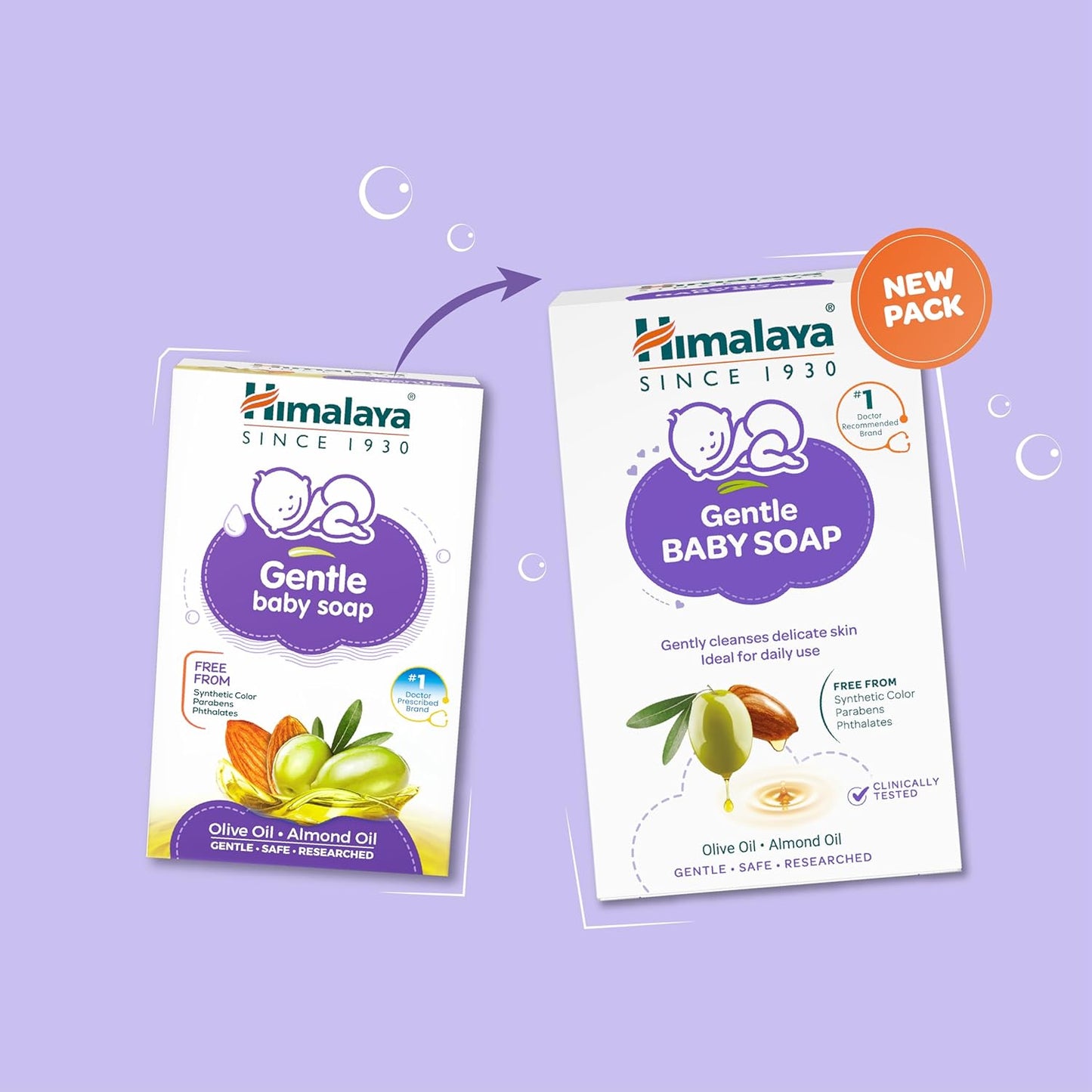 Himalaya Gentle Baby Soap for Newborns | No Post Bath Dryness - 125g | Gentle Cleansing With Phyto-Oil Complex of 100% Natural Oils of Almond & Olive| #1 Doctor Recommended Brand