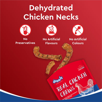 Drools Dog Treats, Dehydrated Real Chicken Chews Necks, 70g, All Life Stages, Bone