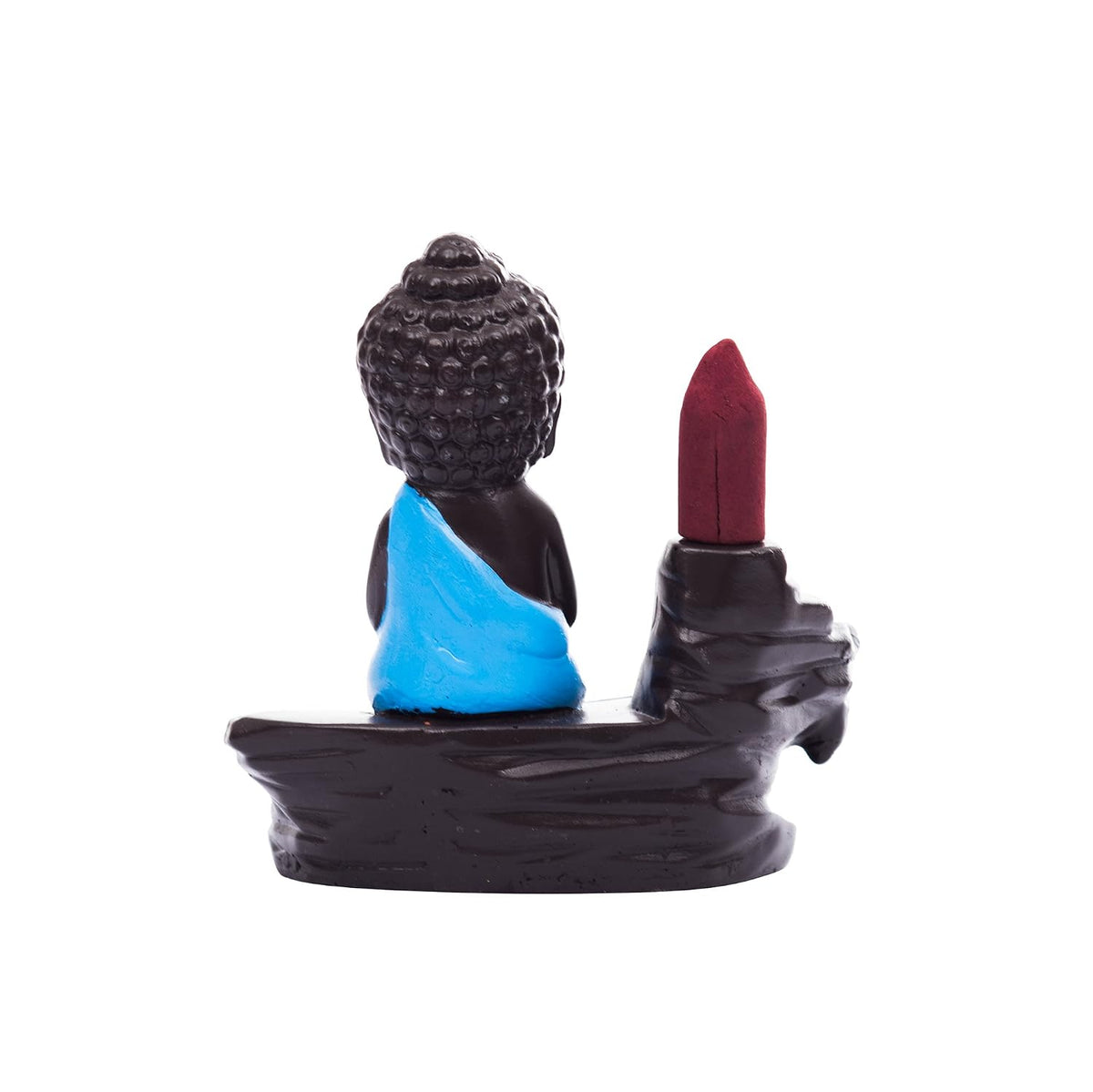 eCraftIndia Buddha Smoke Backflow Incense Holder (7.01 cm x 7.01 cm x 11.98 cm, Black and Blue)