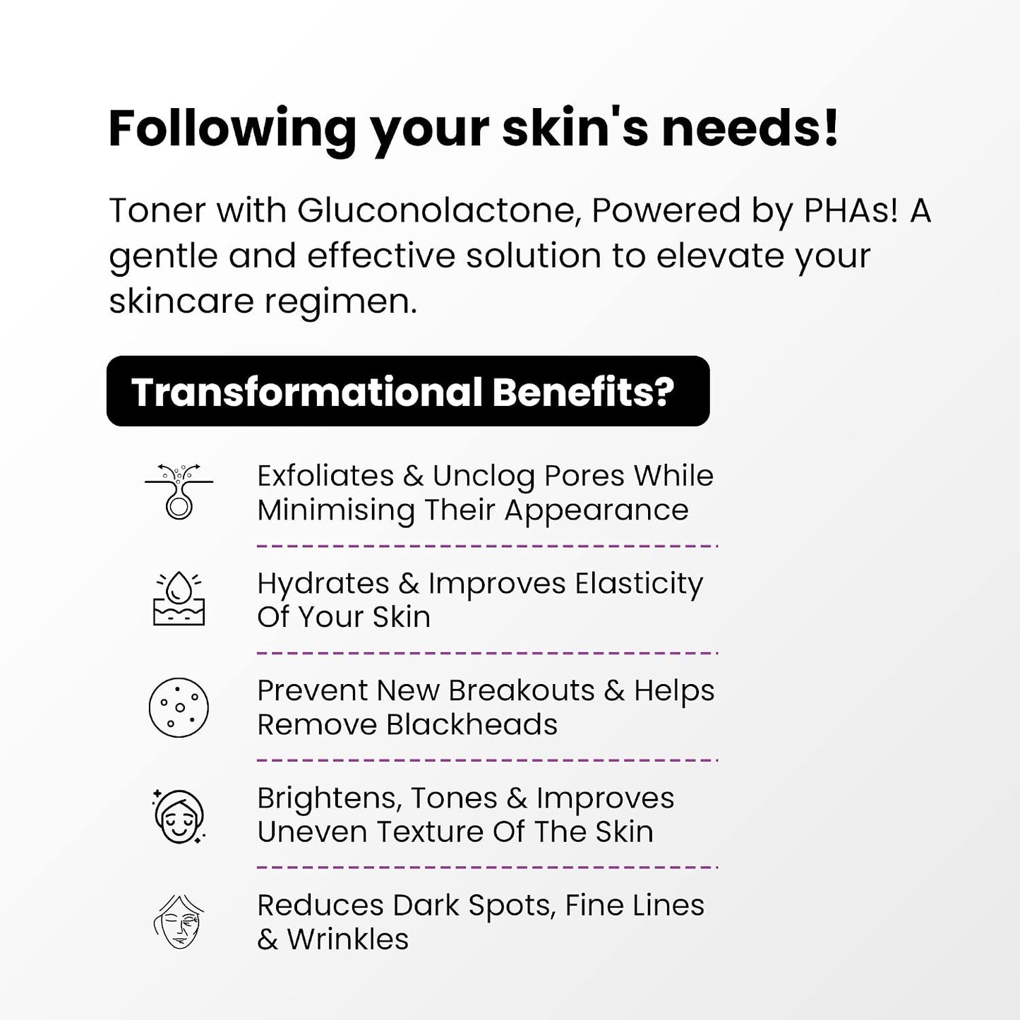 The True Therapy PHA Toner with 10% Gluconolactone, Hyaluronic Acid and 17 Amino Acid Complex | Hydrating & Exfoliating Face Care for Glowing Skin | For Men & Women | All Skin Types | 200ml