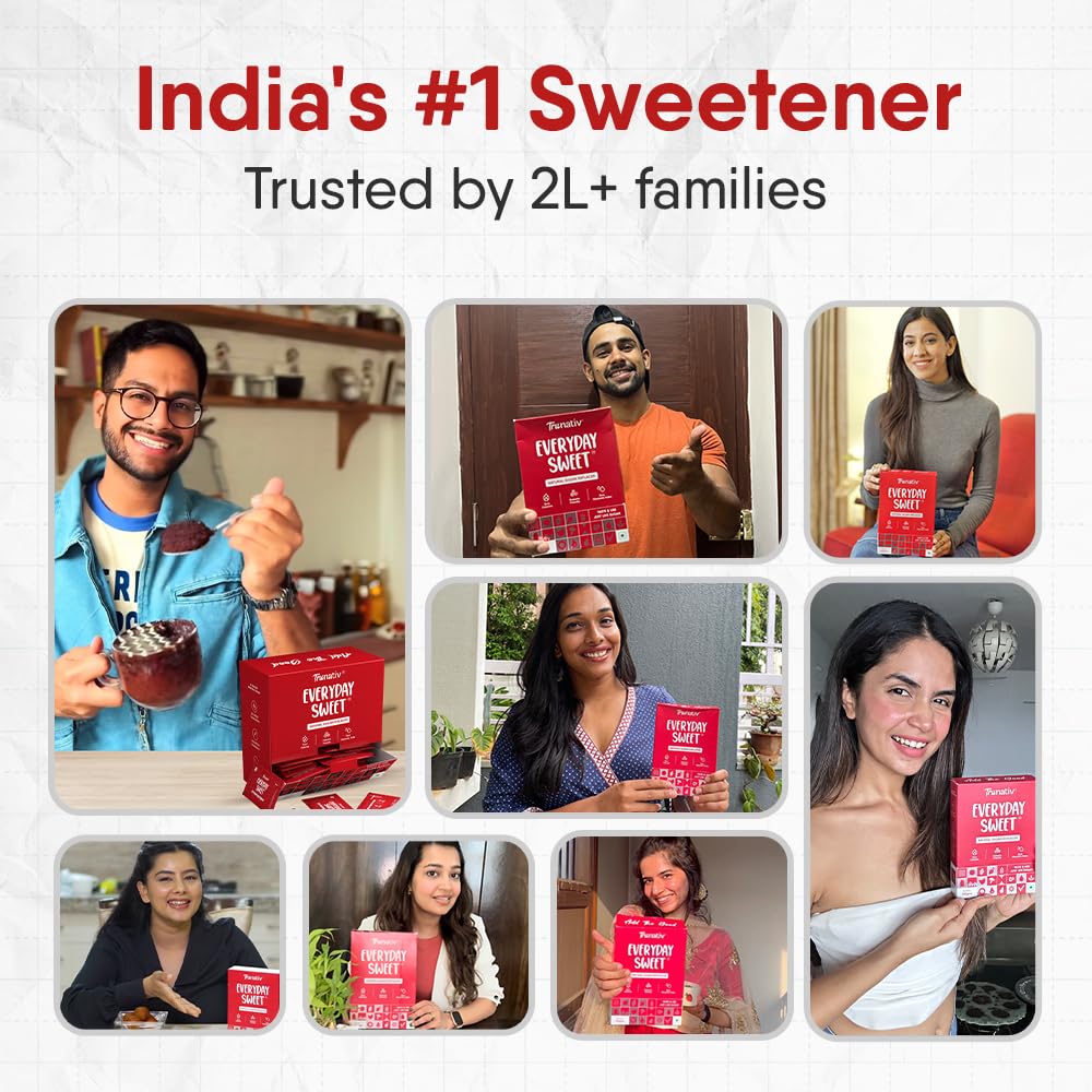 Trunativ Everyday Sweet | Monkfruit Sweetener Powder | Zero-Calorie Sugar Substitute | 1:1 Sugar Replacer for Cooking & Baking | Keto & Diabetic Friendly | 60 Sachets-240g (Pack of 1)
