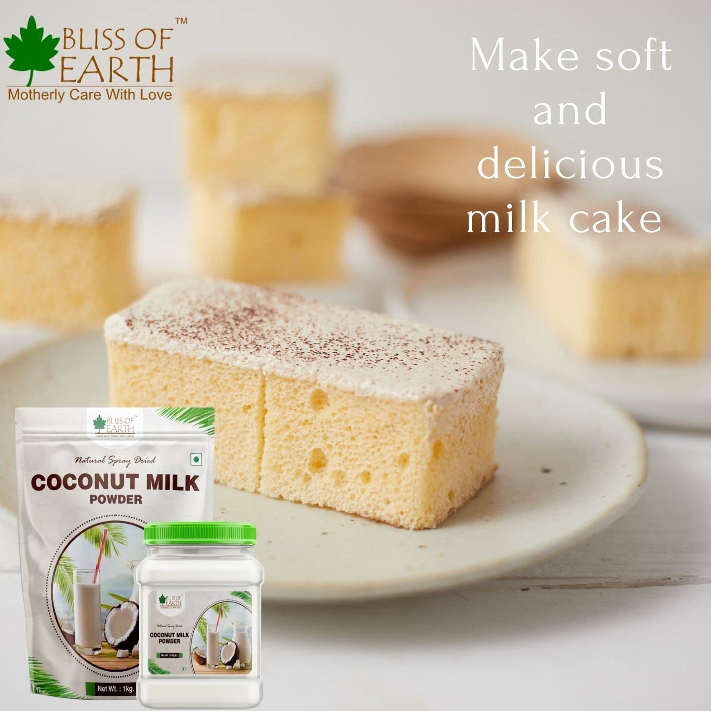Bliss Of Earth Coconut Milk Powder 200GM Natural Spray Dried Great for Coffee, Tea and Gravy
