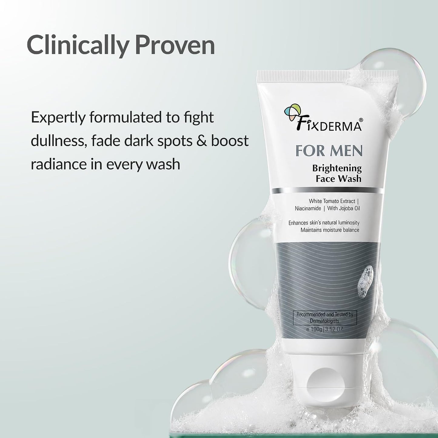 Fixderma Brightening Face Wash For Men |Niacinamide Cleanser-100 ml | Niacinamide, Jojoba Oil