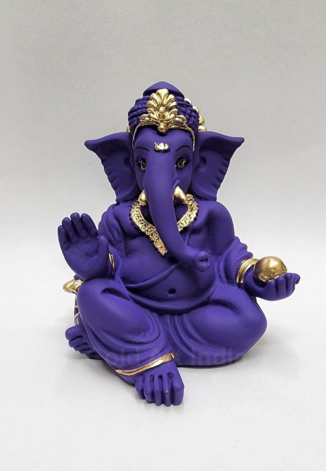 Gold Art India Beautiful Terracotta Ganesha in Violet - A Festive and Auspicious Addition to Your Home or Car(VioletGaddiTerracotta)