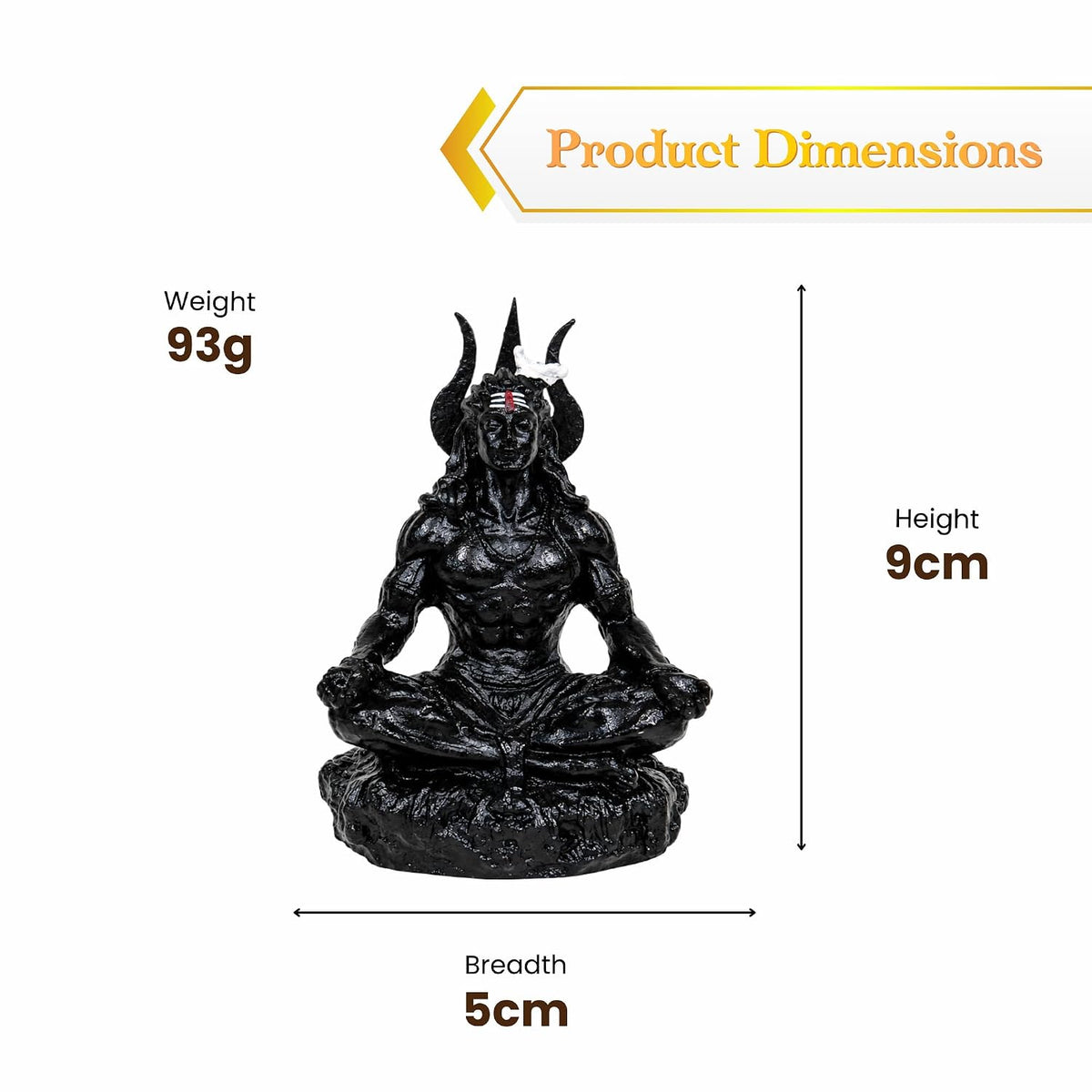 Black Shiva Car Dashboard Idol, 9 cm Mahadev Shiv Ji Resin Statue, Hand-Painted Lord Shiva Idol for Car, Home Mandir, Office & Spiritual Decor
