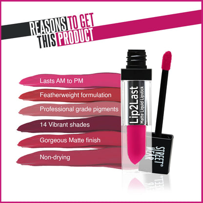 STREET WEAR Lip2Last Matte Liquid Lipstick -G.O.A.T Mauve (Mauve) - 5 ml - Transferproof, Smudgeproof, Mask Friendly, Non-Drying Formula, Enriched With Vitamin E - Lasts AM To PM!