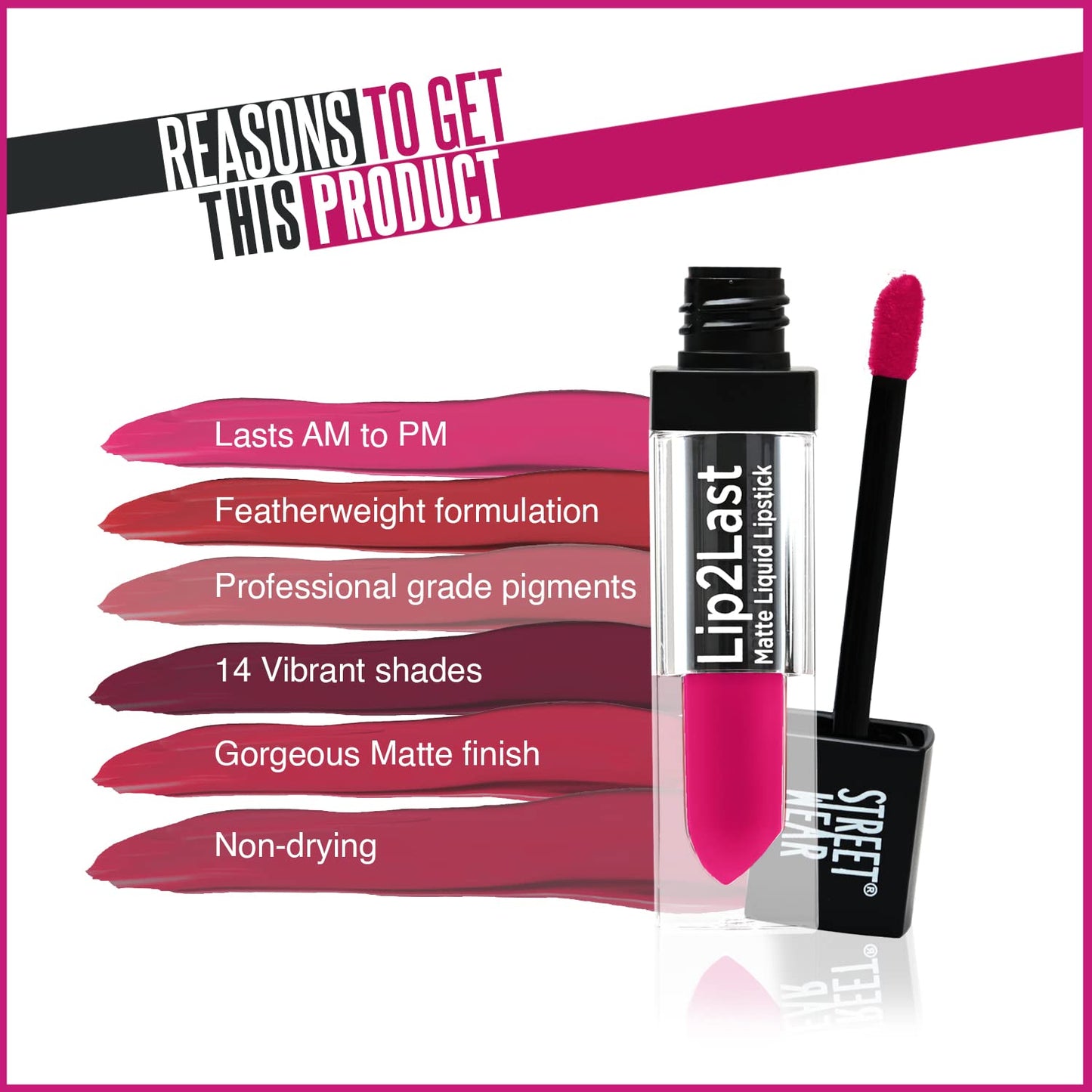 Street Wear Lip2Last Matte Liquid Lipstick - Freaking Chocolate (Brown) 5ml Enriched With Vitamin E Lasts AM To PM!