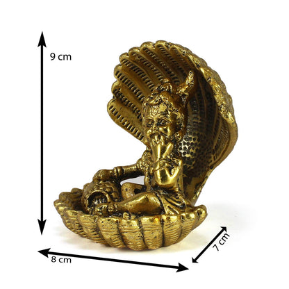 'Golden Bal Gopal Krishna Having Makhan' Decorative Showpiece (Metal, 8 cm x 9 cm, Golden, AGK507)