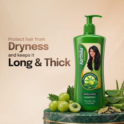 Karthika Dryness Shield Shampoo with Amla, Henna & Aloe Vera for Naturally Long & Thick Hair, 650ml