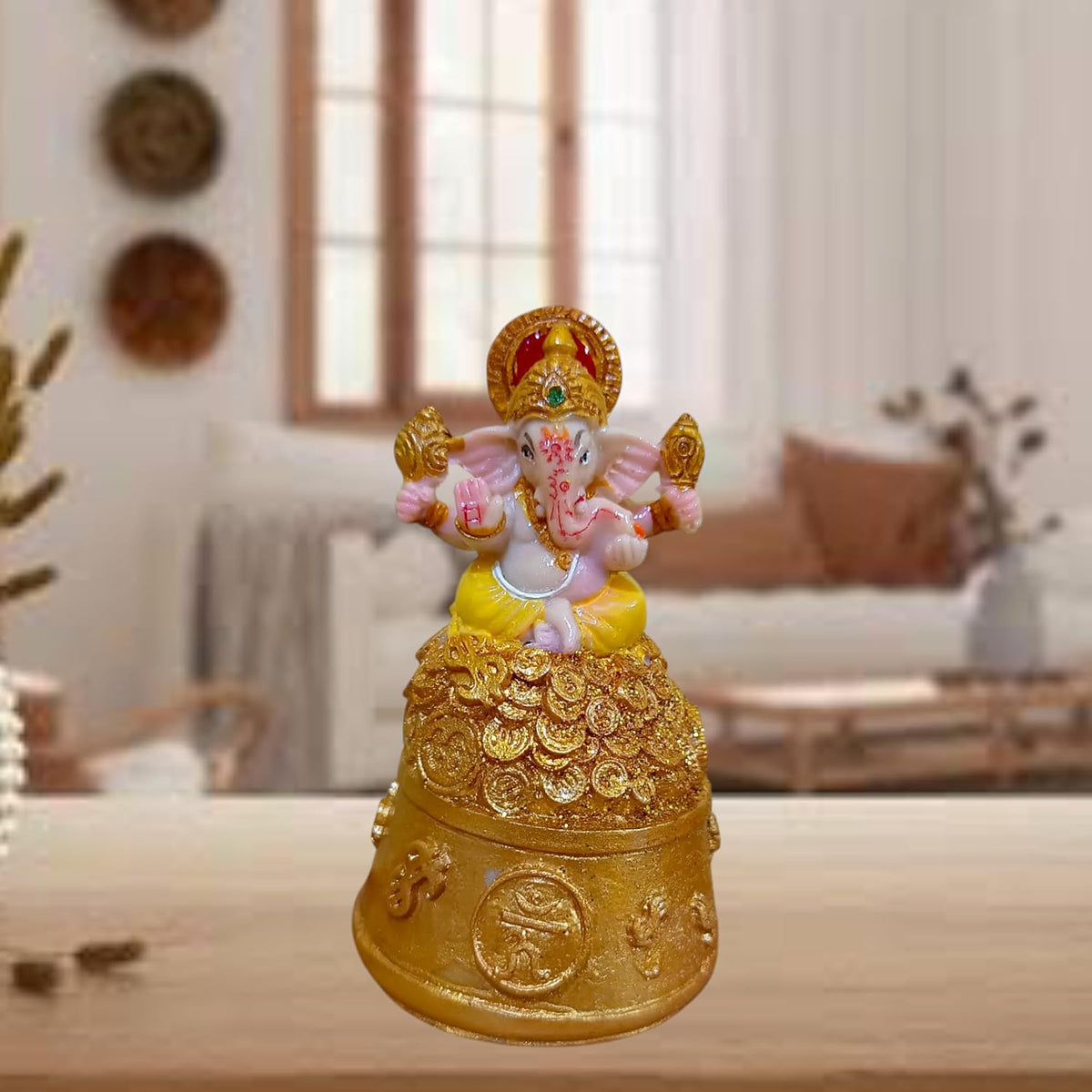 Ganesha Ganesh Ganpati Gajanan Statue Idol Murti Gift Item Decorative Showpiece Multicolor Polyresin Pack of 1 (B016)