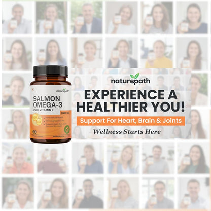 NaturePath Salmon Omega 3 Fish Oil capsules plus Vitamin E - 1000mg - For Men & Women - Supports Heart, Brain, Joints, & skin Health - No Fishy Aftertaste - 3rd Party Lab Tested - 90 Softgels