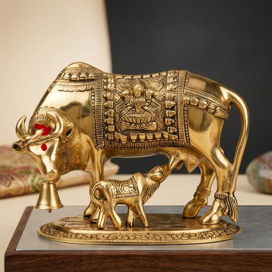 Simply Kart Kamadhenu Idol Cow And Calf Idol Marble Finish Gomata Idolz Sacred Cow With Calf Statue For Home Pooja Room Temple Vastu Decor Return Gifts Housewarming Festivals Premium Gift For Family Women Adults