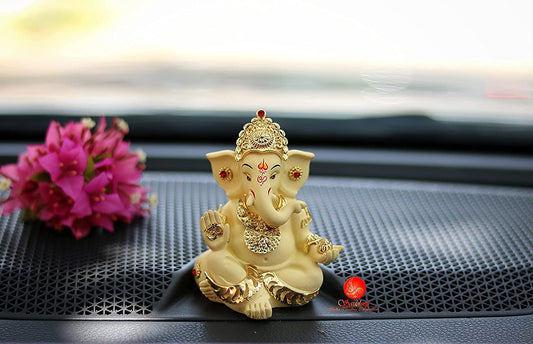 Lord Ganpati/Ganesha Idol for Car Dashboard, Desk, Office Table | Beautiful Ganesh Car Dashboard Idol Figurine Showpiece Sculpture (Ganesha Design 03)