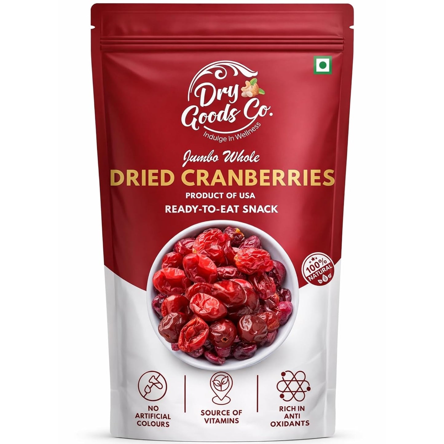 DRY GOODS CO. Dried Cranberries 200g | No Added Sugar | Dry Fruits