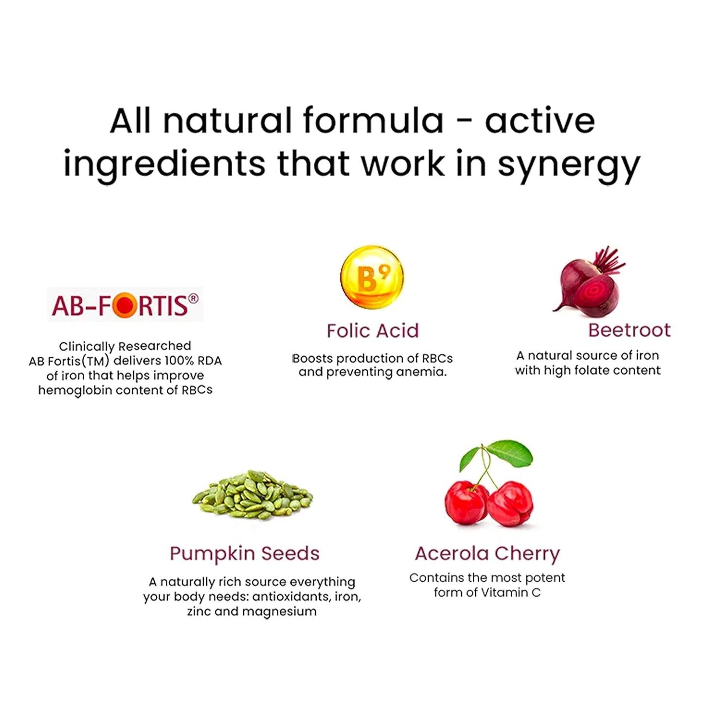 Wellbeing Nutrition Melts Vital Iron | Plant Based Iron and folic acid supplement, Beetroot, Vitamin C and Folate for Improved Hemoglobin, Oxygen binding capacity & Blood Building (30 Oral Strips)